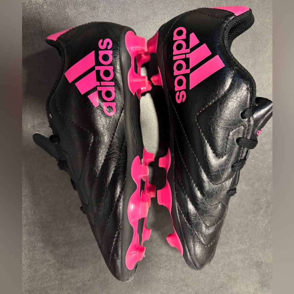 Adidas Black and Pink Kids Soccer Cleats
